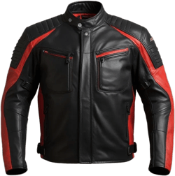 Genuine Lambskin Leather Motorcycle Jacket Men - Red And Black Leather Jacket For Men - Biker Jacket Men