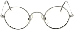 True Round Antique Silver Savile Row Style Eyeglasses By Beuren Model 1400 With Straight Arms Or Curlsides In Eyesizes 36mm-50mm B42 & 43