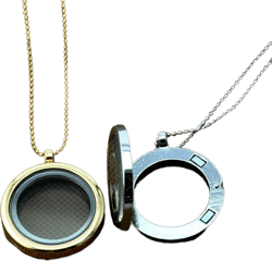 SALE Locket Necklace Clear Glass Urn Locket Stainless Urn Necklace Fillable Jewelry,Transparent locket necklace Double sided pendant