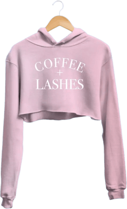 Cropped Hoodie. Coffee and Lashes top. Lash Babe Cropped Hoodie Fashionable work out clothing Gym Crop Top Trendy Make up Blogger.