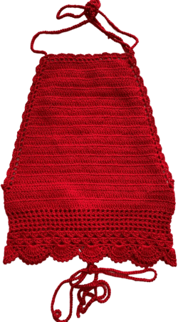 Handmade Crochet Crop Top, Red Crochet Blouse, Women Fashion, Summer, Beach Wear Gift, custom, Red, Back Tie Tank Tops, boho tops