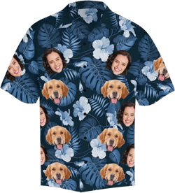 Custom Men&#39;s Hawaiian Shirts with Photo Face Personalized Tropical Aloha ShirtFunny Pet Print on Shirt Customized PLUS size Unisex Shirt 5xl