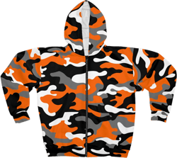 Orange Camo Hoodie Orange & Black Zip Hoodie Camo Jacket Men&#39;s Orange Camo Women&#39;s Zip Hoodie Camo Hooded Jacket Camo Loungewear Gift Idea