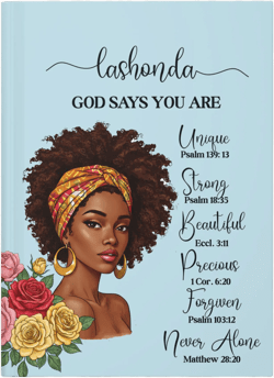 African American Woman Personalized Prayer Journal, Hardcover Matte Diary for Women, Black Girl Notebook, Customized Christian Gift
