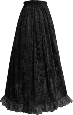 Women&#39;s Skirt Velvet Steampunk Victorian Renaissance Gothic Theater Long Lace Trimmed Crushed Black Purple Burgundy Green Ivory Brown