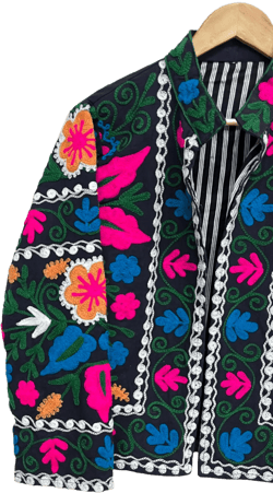 Suzani Embroidery Jacket, Cotton Suzani Coat, Warm Jacket For Women, Suzani Short Jacket, Womens Winter Wear Jacket, Hand Embroidered Jacket