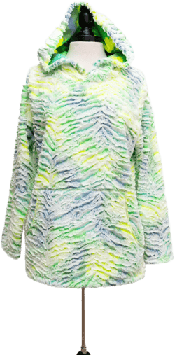 Pullover Hoodie Tie Dye Faux Fur, Festival Rave, Funky, Colorful Made in the USA