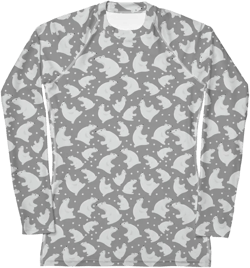Polar Bears Printed Rash Guard Women, Swim Surf Shirt, Cute Animal Women Activewear, Jiu Jitsu BJJ MMA Fitness Rash Guard, Gift for Her