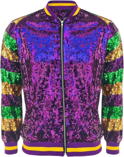 Mardi Gras Sequin Bomber Jacket | Mardi Gras Varsity Sequin Jacket Full Zipper | Holiday Outfit