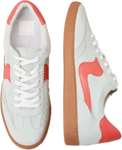 Notice Pear Suede Leather Color Block Lace-Up Sneakers