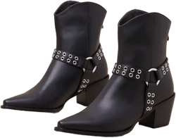 Hallee Black Pointed-Toe Ankle Booties