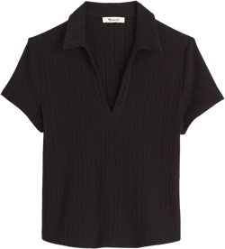 Ribbed V-Neck Polo Tee