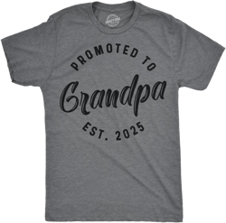 Mens Funny T Shirts Promoted To Grandpa 2025 Sarcastic Family New Baby Graphic Tee For Men - Crazy Dog Men's T Shirt Dark Grey XL