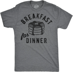 Mens Funny T Shirts Breakfast For Dinner Sarcastic Food Graphic Novelty Tee For Men - Crazy Dog Men's T Shirt Dark Grey L