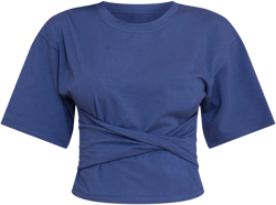 Blue Cotton Wrap Front T Shirt