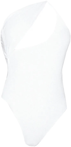 White Asymmetric Double Strap Swimsuit