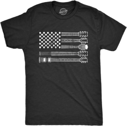 Mens Guitar Flag T Shirt Cool Rock And Roll 4th of July Musician Flag Graphic Novelty Tee - Crazy Dog Men's T Shirt Black L