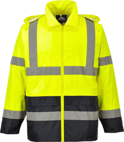 Portwest UH443 Men's Lightweight Hi Vis Contrast Reflective Classic Rain Jacket Yellow/Black, X-Large