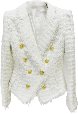 Designer Jacket Women's Slim Fit Tassel Fringed Tweed Blazer