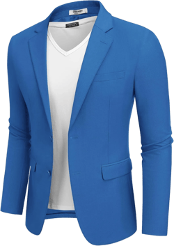 COOFANDY Men's Casual Blazer Lightweight Sport Coats Two Buttons Slim Fit Suit Jacket for Business Wedding Dress Royal Blue Medium
