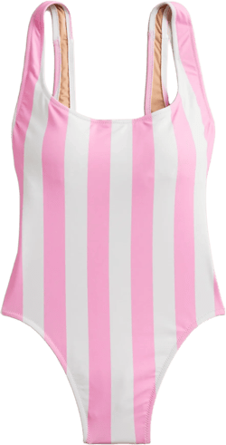 Scoopneck one-piece swimsuit in pink stripe
