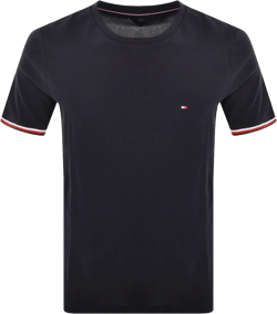 Tommy Hilfiger Men's Blue Global Stripe Cuffs T Shirt