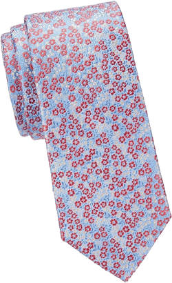 Ben Sherman Men's White Ditsy Floral Silk Tie
