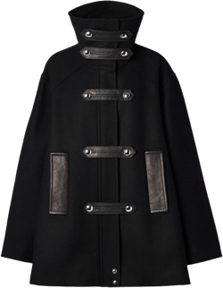 KHAITE Women's Black Melbo Leather-Trimmed Wool-Blend Felt Coat