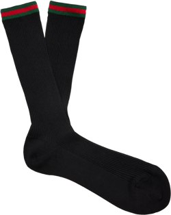 Gucci Men's Black Striped Ribbed Cotton-blend Socks