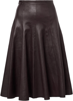 Stouls Women's Red Sabrina Leather Midi Skirt