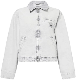 Carhartt Women's White W' Emery Corduroy-Collar Denim Jacket