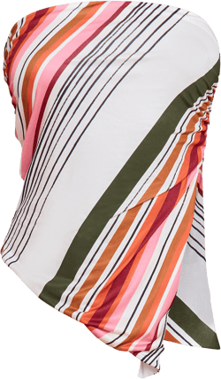  Multi Printed Striped Double Layer Slinky Split Side Bandeau