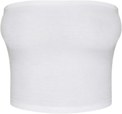 White Soft Rib Bandeau Top
