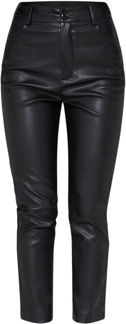 Black Faux Leather Cropped Pants