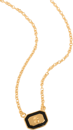 Initial Gold Block Pendant Necklace