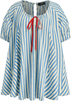 Round Neckline Stripe Bowknot Cut Out Mini Dress Curve & Plus
