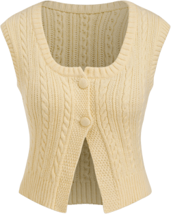 Cable Knit Button Split Crop Tank Top