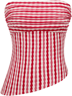 Cotton-blend Stripe Asymmetrical Hem Bandeau Top