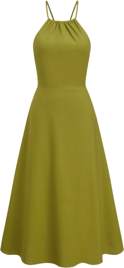 Linen-blend Criss Cross Backless Midi Dress