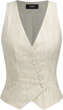 Linen-blend V-neck Button Blazer Vest