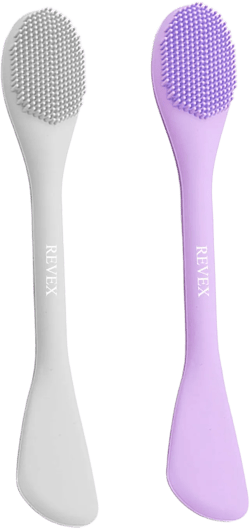 REVEX Silicone Face Mask Applicator,Face Scrubber,2Pcs Pore Cleaning Brush for Blackhead Remover,Facial Cleansing Brushes with Bristles for Makeup Skincare Removal.(PurPle+Gray)