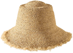 Wyeth Fringe Wide-Brim Straw Bucket Hat