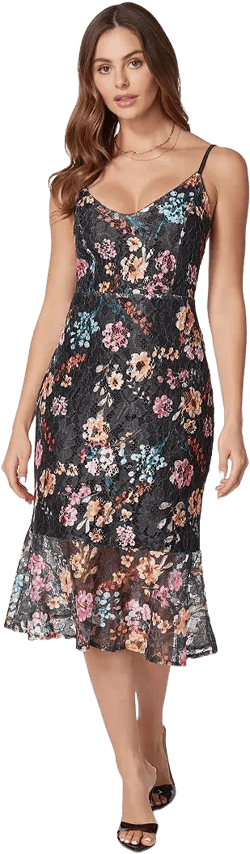 Women's Printed Lace Midi Dress