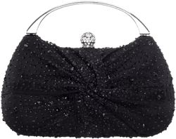 Crystal Twist Chiffon and Satin Minaudiere Clutch Bag
