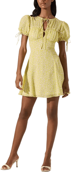 Women's Puff-Sleeve Bow-Detail Dress