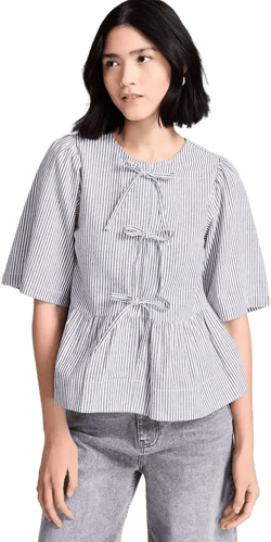 Women's Cotton Tie-Front Peplum Top, Exclusively at Macy's