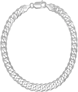 Unisex Sterling Silver Diamond Cut Curb Link Chain Bracelet