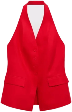 Women's Linen Halter Suit Vest