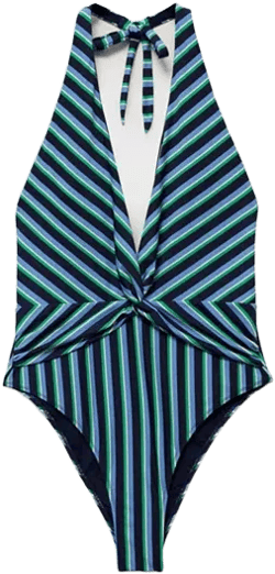 Women's Striped Halter Swimsuit
