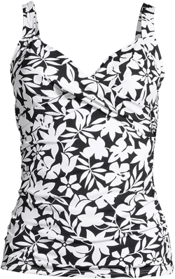 Petite V-Neck Wrap Underwire Tankini Swimsuit Top Adjustable Straps